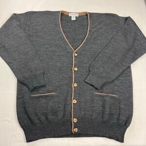 Tricots St. Raphael Vintage Wool Gray Tan Cardigan Sweater Men's size Large